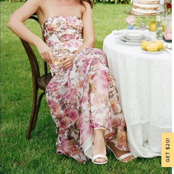 Lulu’s Fleur of Dreams Ivory and Pink Floral Printed Organza Dress-SOLD OUT - Picture 2 of 3